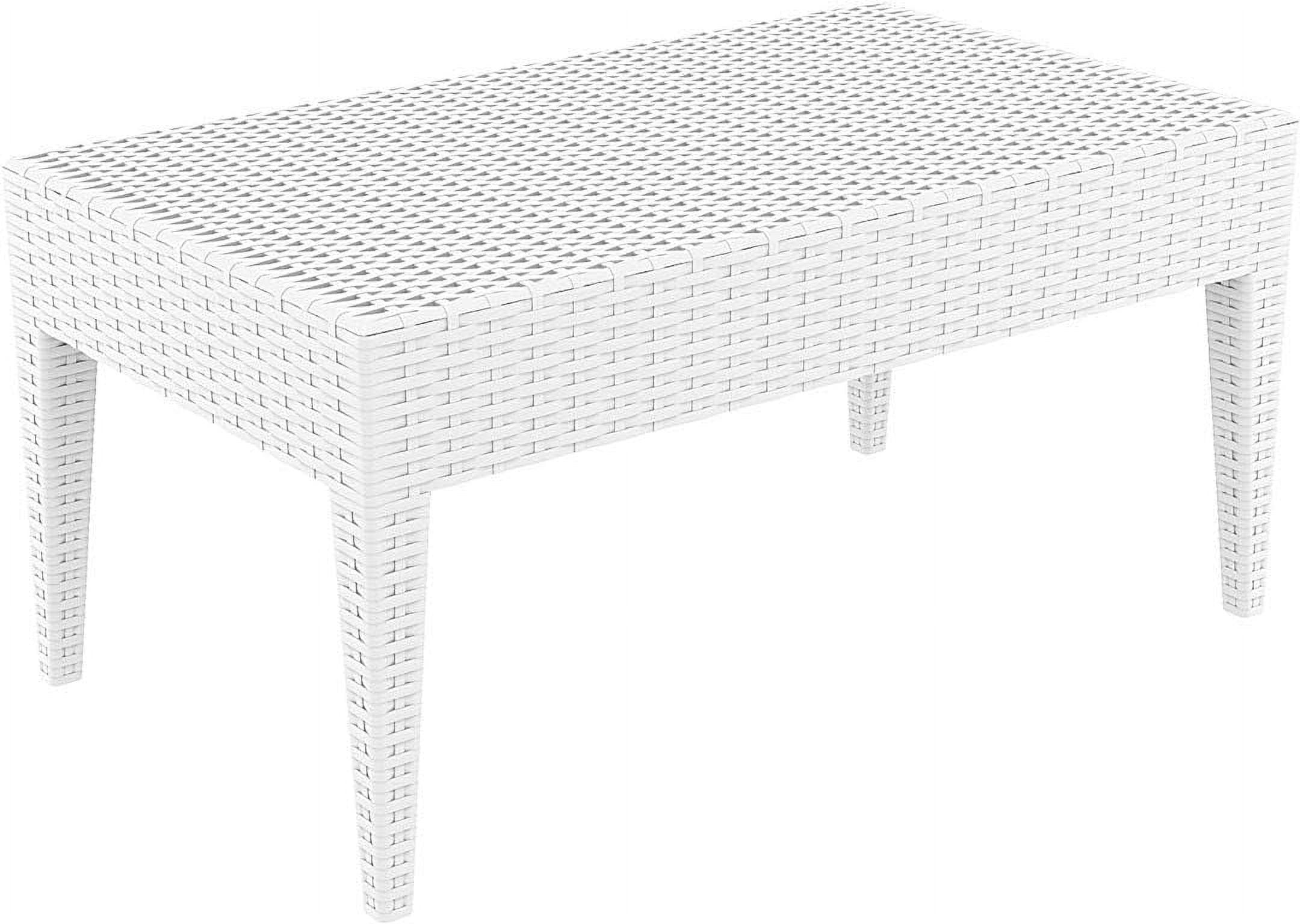 Miami White Resin Wicker Rectangular Coffee Table
