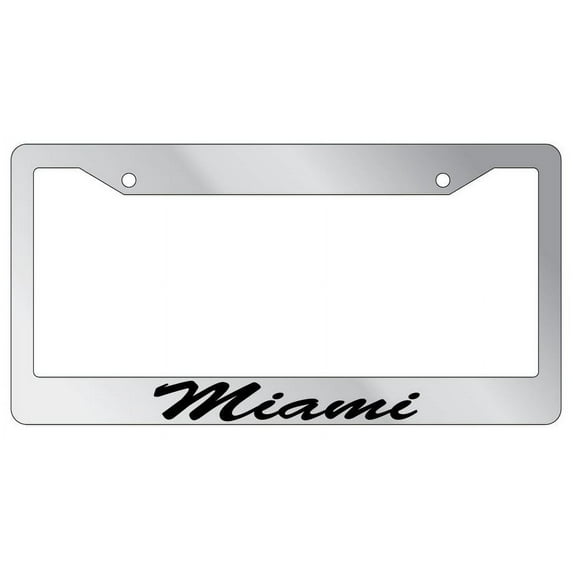 Miami Script Chrome Plastic License Plate Frame EBS