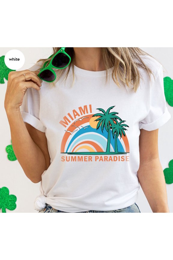 Miami Shirt, Vacation Graphic Tees, Cool Summer Shirt, Beach T-Shirt, Travel Shirt, Trendy Palm Tree, Summer Shirt, Beach Tees All Size S-5XL