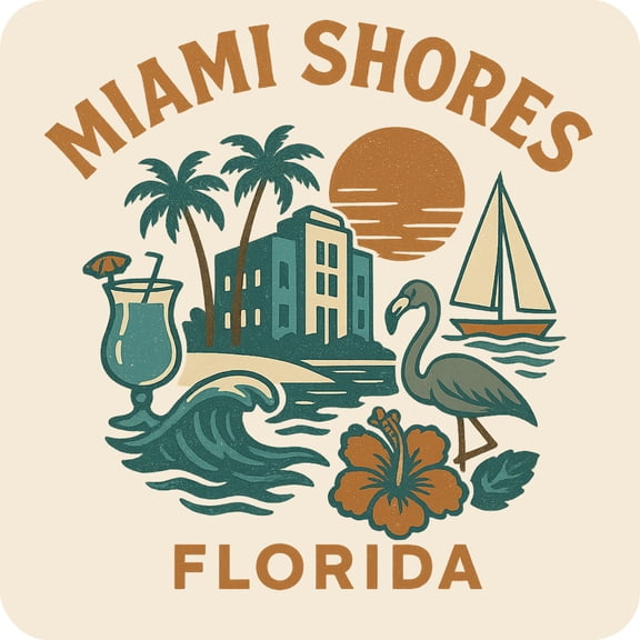 Miami Shores Florida Keepsakes Souvenir Vinyl Sticker – Destination Travel Keepsake Collectible (3-Inches Wide)