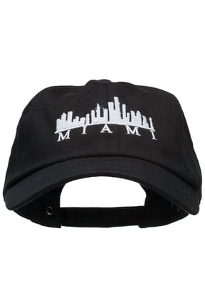 Miami Skyline Embroidered Washed Cap - Black OSFM