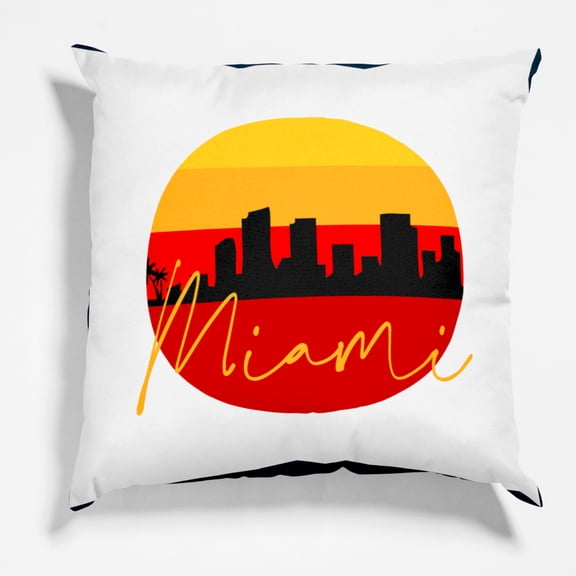 Miami Skyline Pillow - Double Sided Square Pillow