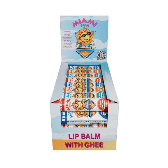Miami Sun Anti-Aging Lip Balms Gift Set (40), Mixed Berry, Natural, Orange & Vanilla Bean