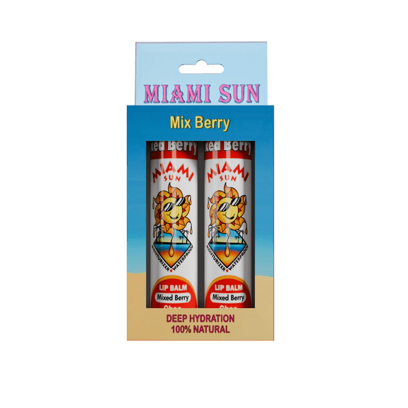 Miami Sun Anti-Aging Lip Balms Mixed Berry Gift Set of 2