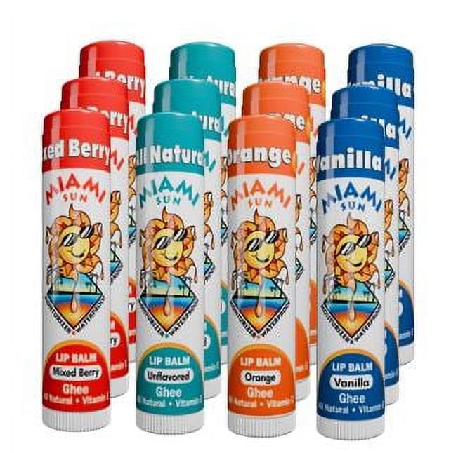 Miami Sun Anti-Aging Lip Balms, Mixed Berry, Natural, Orange & Vanilla Bean