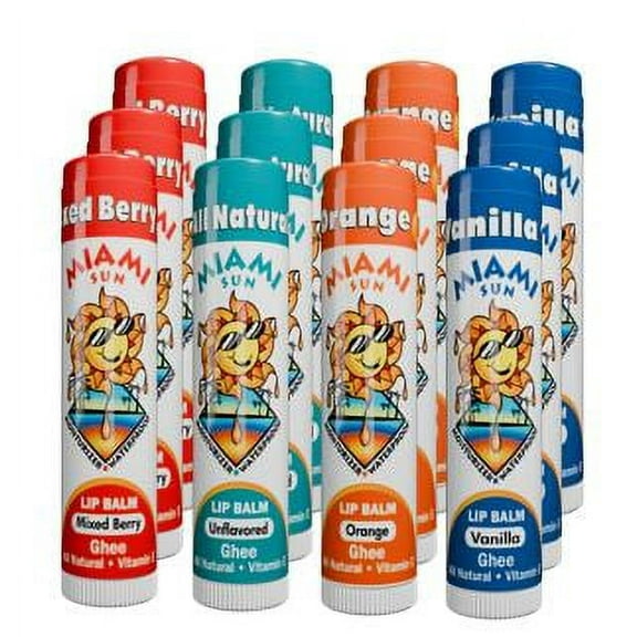 Miami Sun Anti-Aging Lip Balms, Mixed Berry, Natural, Orange & Vanilla Bean