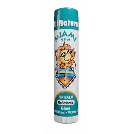 Miami Sun Natural Lip Balm – Unflavored – Moisturizing & Hydrating Lip Care with Ghee, Jojoba & Avocado Oils (1 pcs)