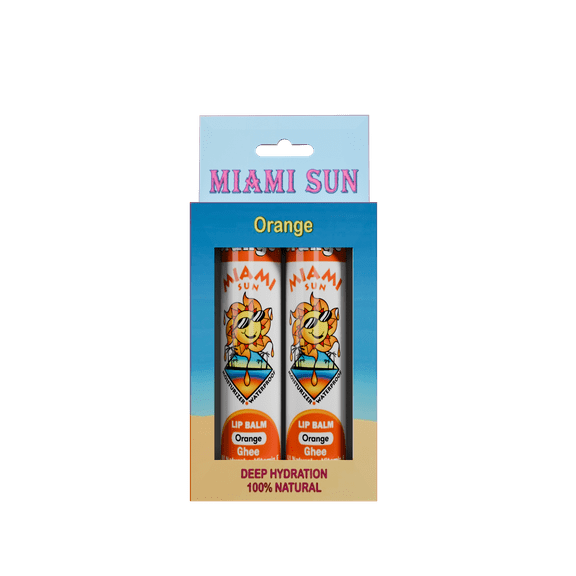 Miami Sun Natural & Anti-Aging Lip Balms, Orange Gift Set (2)