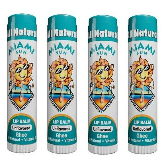 Miami Sun Natural Anti-Aging Lip Balms, with Ghee, Unflavored (4)