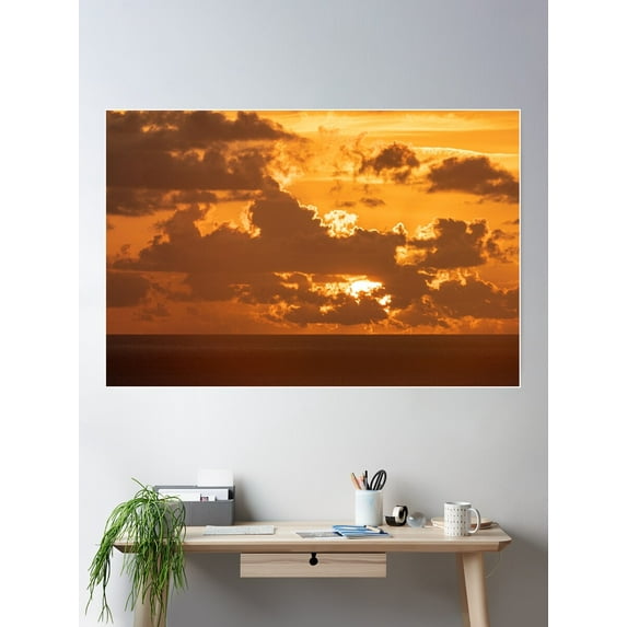 Miami Sunrise Poster Wall Art, Modern Wall Decor For Living Room Bedroom, 12x18 UNFRAMED