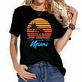 thumbnail image 1 of Miami Sunset Palm Trees Beach Vacation Tourist Gif Women's Cute Short Sleeve Shirts with Unique Prints, 1 of 5