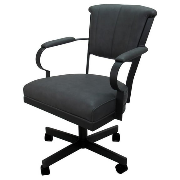 Miami Swivel Metal Caster Chair Reading Base - Grey Vinyl - Black