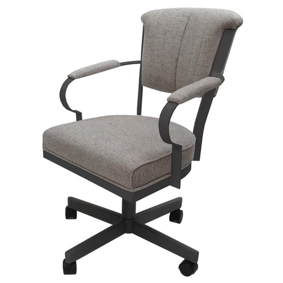 Miami Swivel Dining Caster Chair - Portwood Ash Fabric - Gray Metal