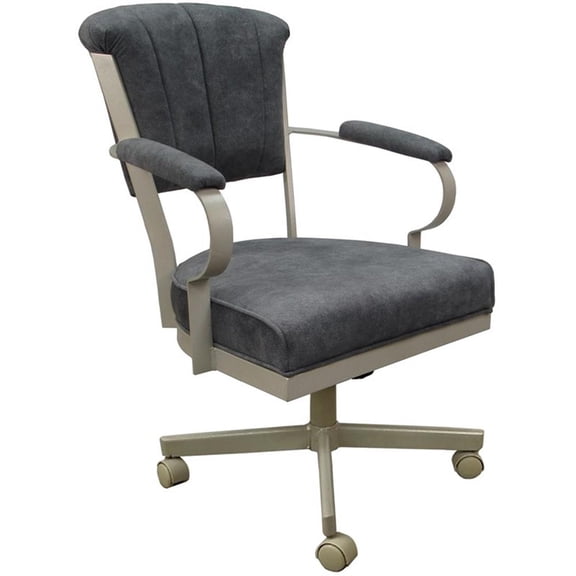 Miami Swivel Tilt Metal Caster Chair - Charcoal Gray Fabric - Beige Frame