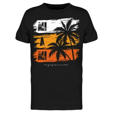 Miami Text With Palm Trees T-Shirt Men -Image by Shutterstock, Male x-Large