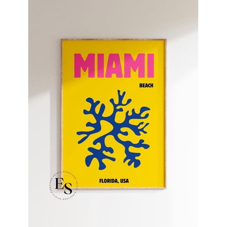 Miami Travel Poster, Colorful Coastal Wall Art