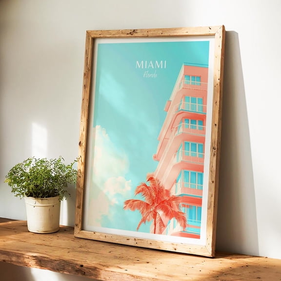 Miami Travel Poster Florida Wall Art The Perfect Gift And A Lasting Travel Memory Art Print Usa Print