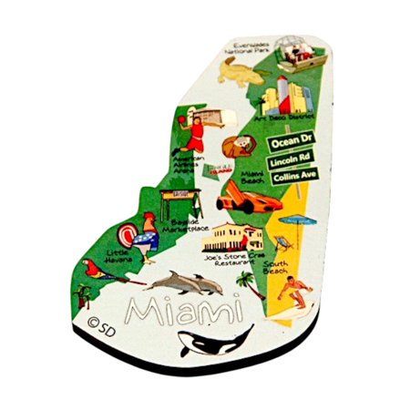 Miami USA Decowood Jumbo Wood Fridge Magnet 3.5" x 2.5"