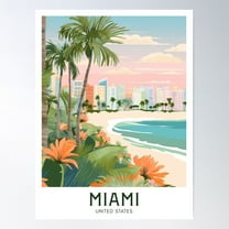 Miami, United States Travel Poster Poster Wall Art, Modern Wall Decor For Living Room Bedroom, 8x12 UNFRAMED