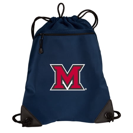 Miami University Cinch Pack Backpack TWO SECTION Miami RedHawks Drawstring Bag with Unique Mesh & Microfiber Sections