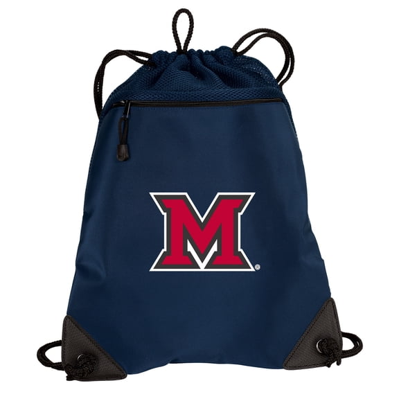 Miami University Cinch Pack Backpack TWO SECTION Miami RedHawks Drawstring Bag with Unique Mesh & Microfiber Sections