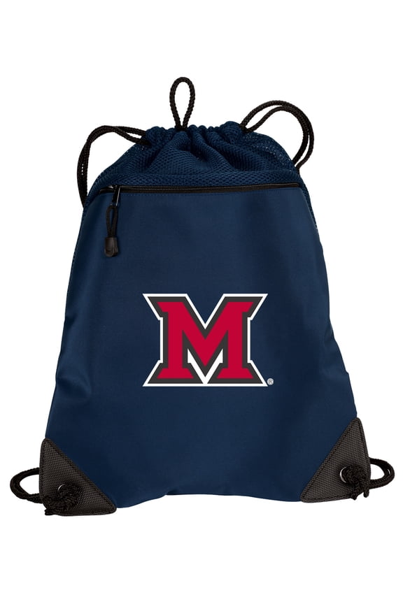 Miami University Cinch Pack Backpack TWO SECTION Miami RedHawks Drawstring Bag with Unique Mesh & Microfiber Sections