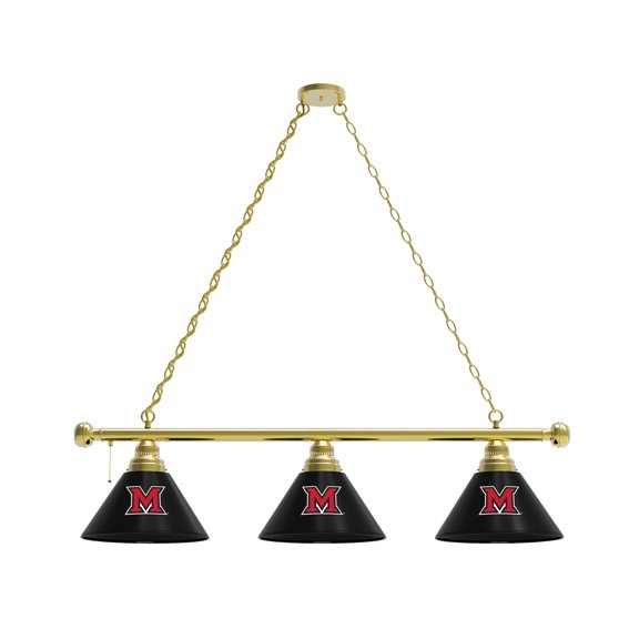 Miami University (OH) 3 Shade Billiard Light with Brass Fixture