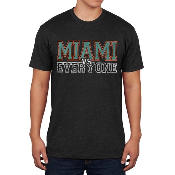 Miami VS Everyone Vintage Distressed Mens Soft T Shirt Vintage Black MD