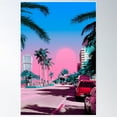 thumbnail image 1 of Miami Vibes Poster Wall Art, Modern Wall Decor For Living Room Bedroom, 8x12 UNFRAMED, 1 of 3