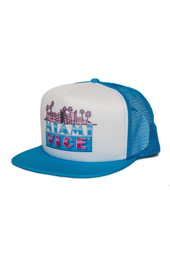Miami Vice 80s Unisex-Adult One-size Trucker Hat Aqua/White