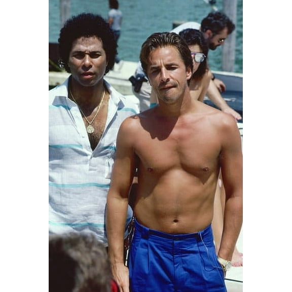 Miami Vice Don Johnson Barechested with Philip Michael Thomas TV 24x36 Poster
