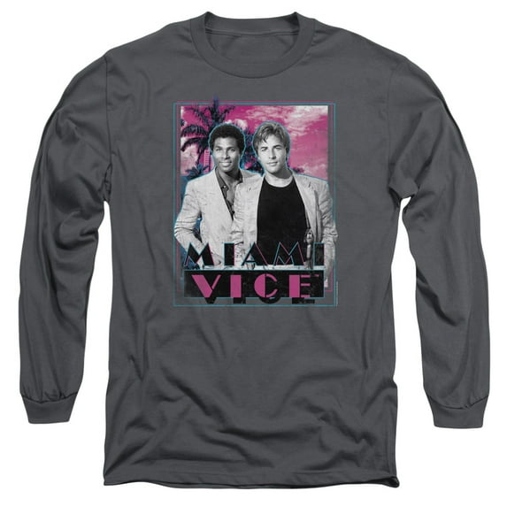 Miami Vice Gotchya Long Sleeve Adult 18/1 T-Shirt Charcoal