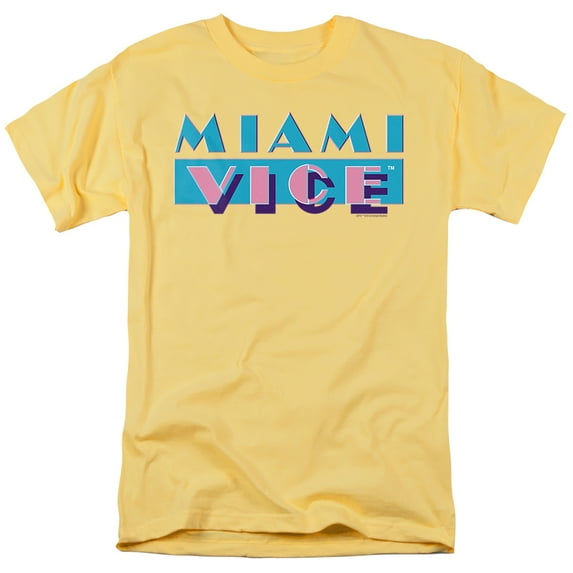 Miami Vice Logo Unisex Adult T Shirt, Banana, X-Large