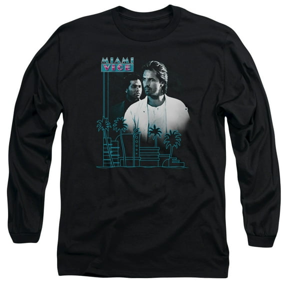 Miami Vice Looking Out Long Sleeve Adult 18/1 T-Shirt Black