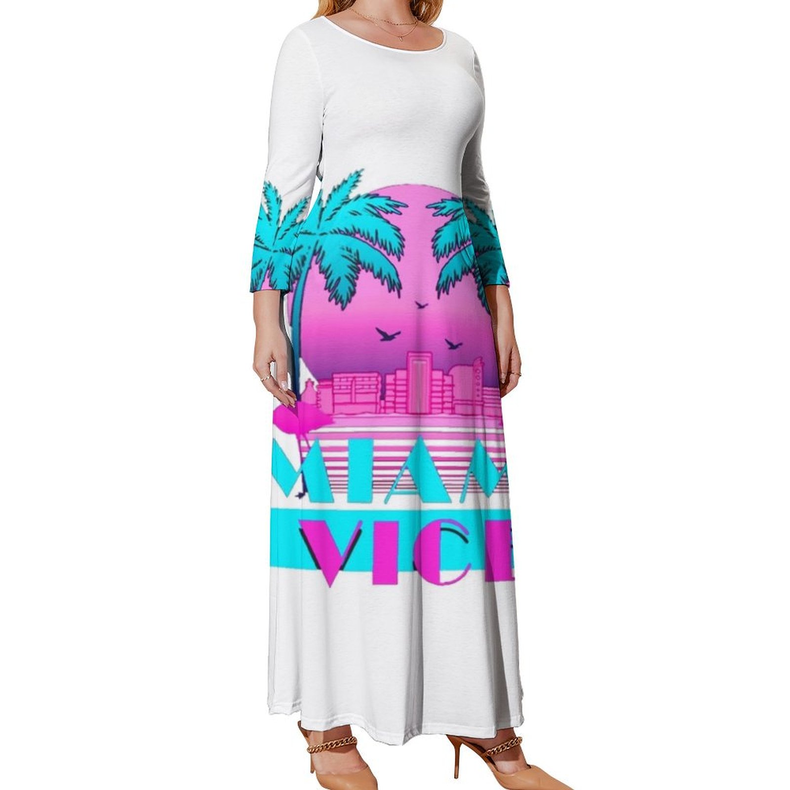 Miami Vice - Retro 80s Design Long Sleeved Dress dress for women summer  Prom gown clothes for woman - Walmart.com