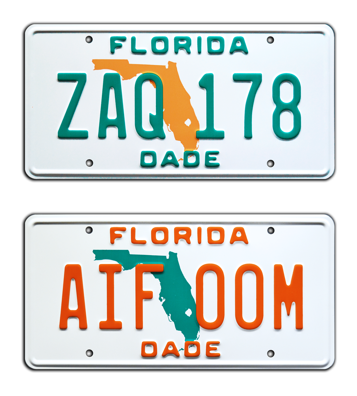 Plaque D'immatriculation Décorative Miami Vice - AIF 00M - Floride Style Années 80 - Métal Estampé 30x15 Cm