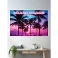 thumbnail image 1 of Miami Vice Vibes: Retro '80S Sunset Skyline Poster Poster Wall Art, Modern Wall Decor For Living Room Bedroom, 8x12 UNFRAMED, 1 of 3