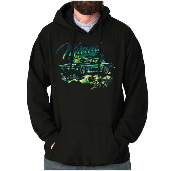 Miami Vintage Muscle Car Cruising Hoodie Hooded Sweatshirt Men Brisco Brands L