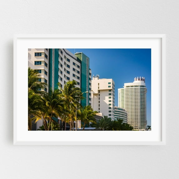 Miami White - Miami Florida Photography White Framed Wall Art Print 16 x 24 inches