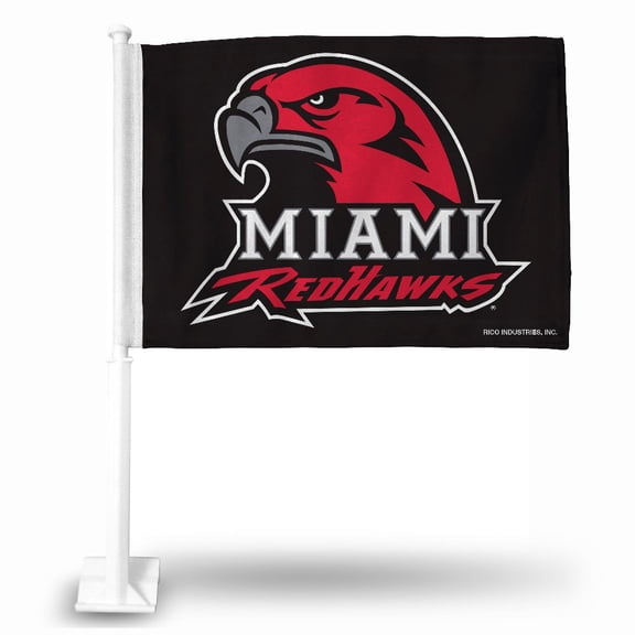 Miami of Ohio NCAA RedHawks 14x19 Double Sided Window Mount Car Flag