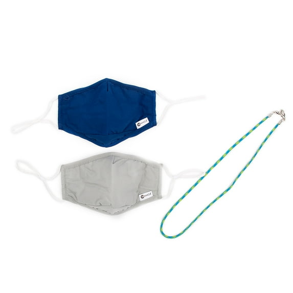 Miamica 3 Pc. Mask and Lanyard Chain Set - 2 Coordinating Blue & Grey