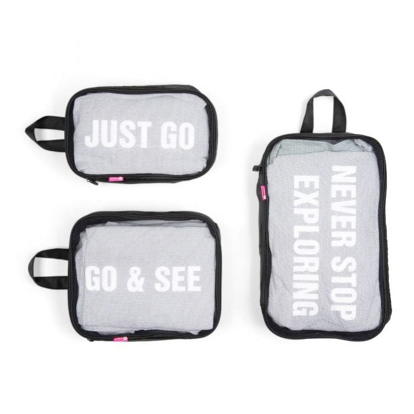 Miamica 3-Piece Luggage Packing Cubes, Black Mesh – Includes Small