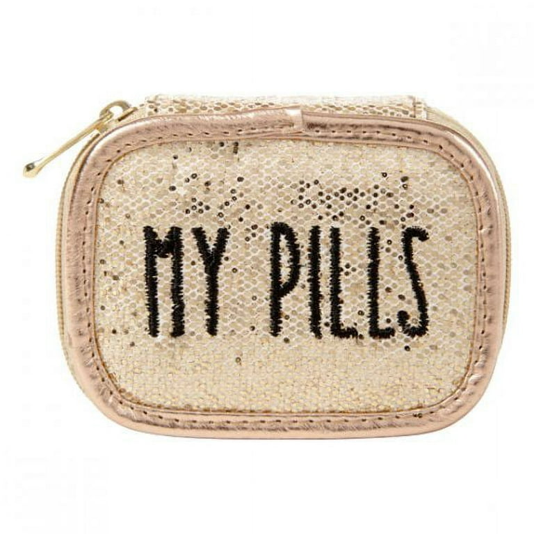 Miamica Gold Glitter My Pills Travel Pill Organizer Case