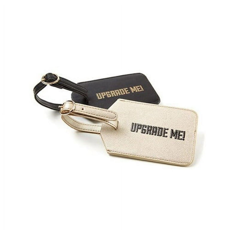 Miamica Gold and Black Saffiano 2 Piece Luggage Tag Set Upgrade Me