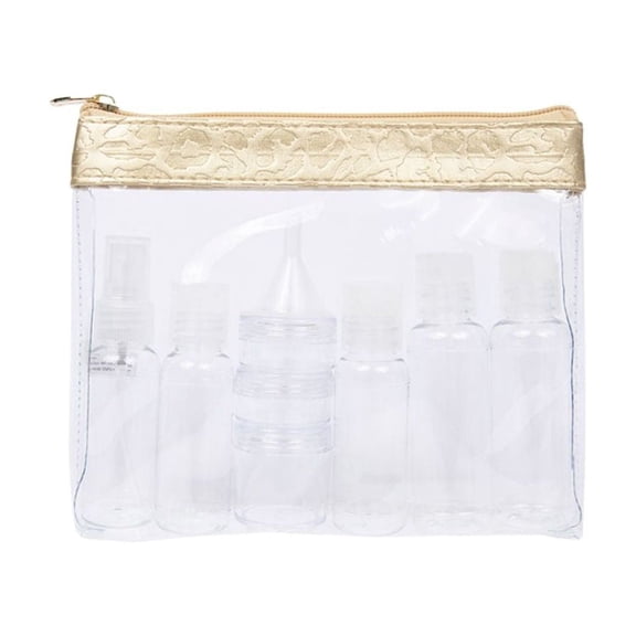 Miamica TSA Compliant Carry On Case Assorted Bottles -Gold Leopard