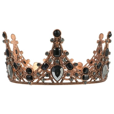 Black Rhinestone Baroque Bridal Tiara for Wedding Headband