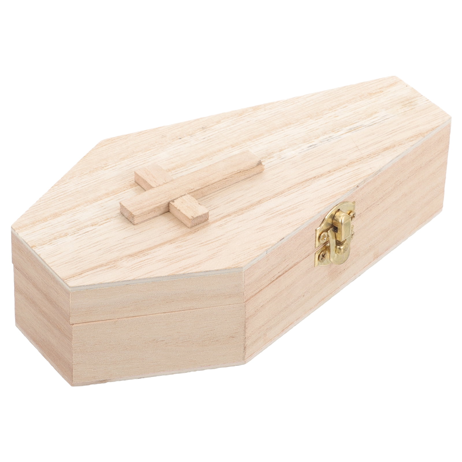 Mian Unfinished Wood Coffin Box Jewelry Keepsake Casket for Halloween Gothic Decor