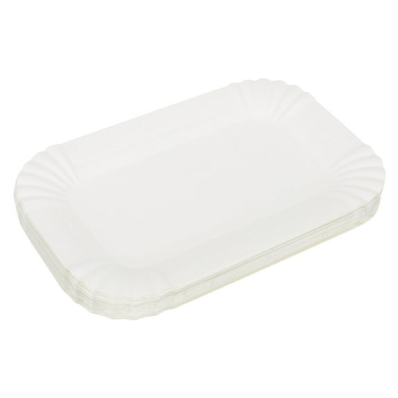 ADDHAT Dessert Plate Cake Rectangular White 100Pcs 6.3x4.1In