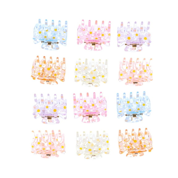 Miangastore 12pcs Decorative Small Hair Claw Creative Hair Grip Bang Clip Fashion Jaw Clip Hair Accessory for Woman Kid (10387#15 Printting Color Mixed)