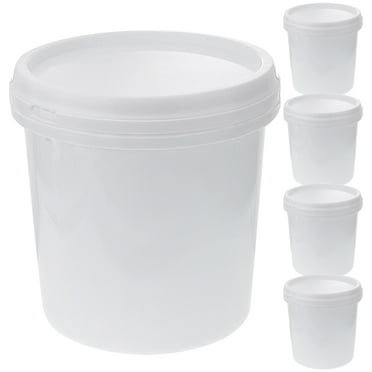 Miangastore 5 Pack Food Grade Plastic Buckets with Lids 34oz White Bucket with Handle